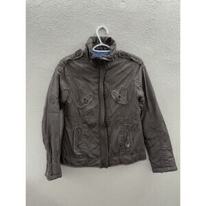 American Eagle Womens Jacket Size Medium Brown Zip Up Lined Y2K